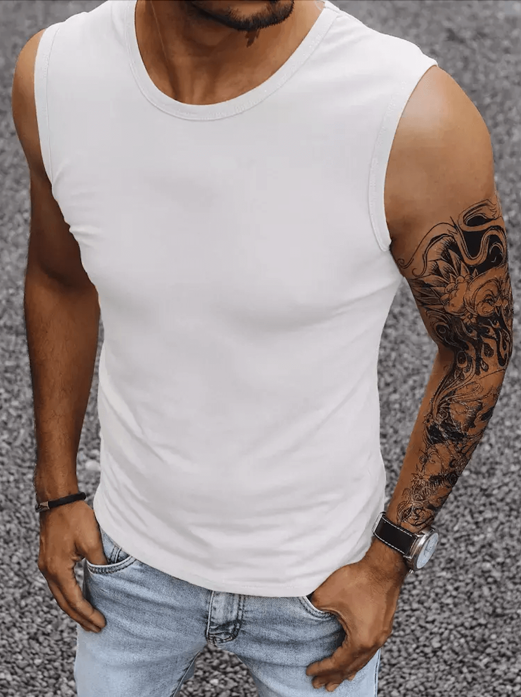 Pánske tričko bez rukávov biele Dstreet RX3491