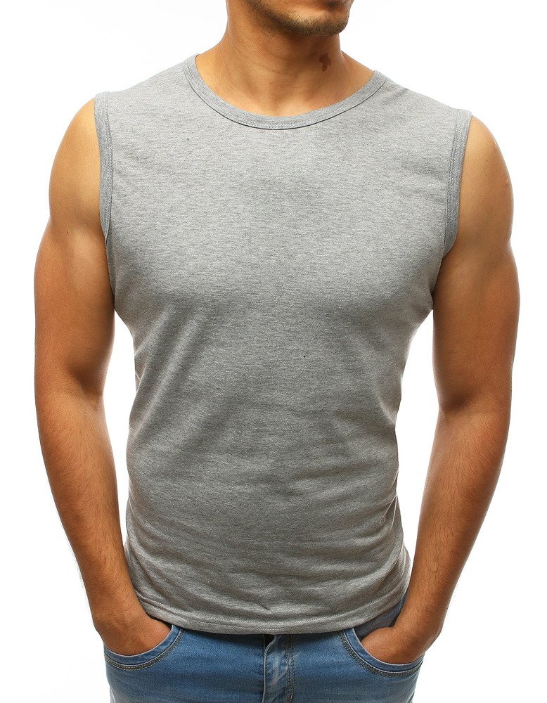 Pánske tričko bez rukávov svetlo sivé Dstreet RX3498