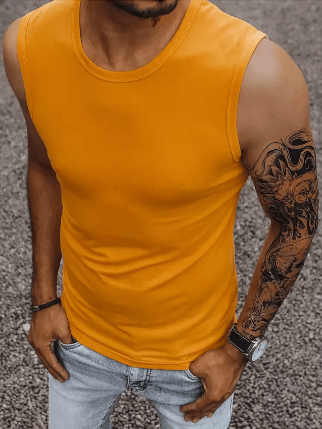 Pánske tričko bez rukávov oranžové Dstreet RX4915