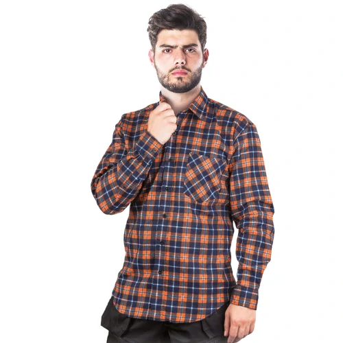 Reis KF GP flanelová košeľa blue/orange