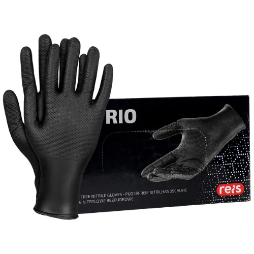 Reis RNITRIO GRIFF rukavice bez púdru s diamantovou textúrou čierne 50 KS