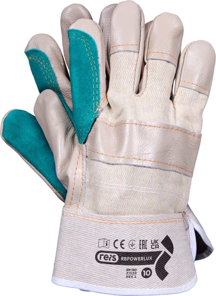 Reis RB POWERLUX vystužené rukavice béžová/zelená 10