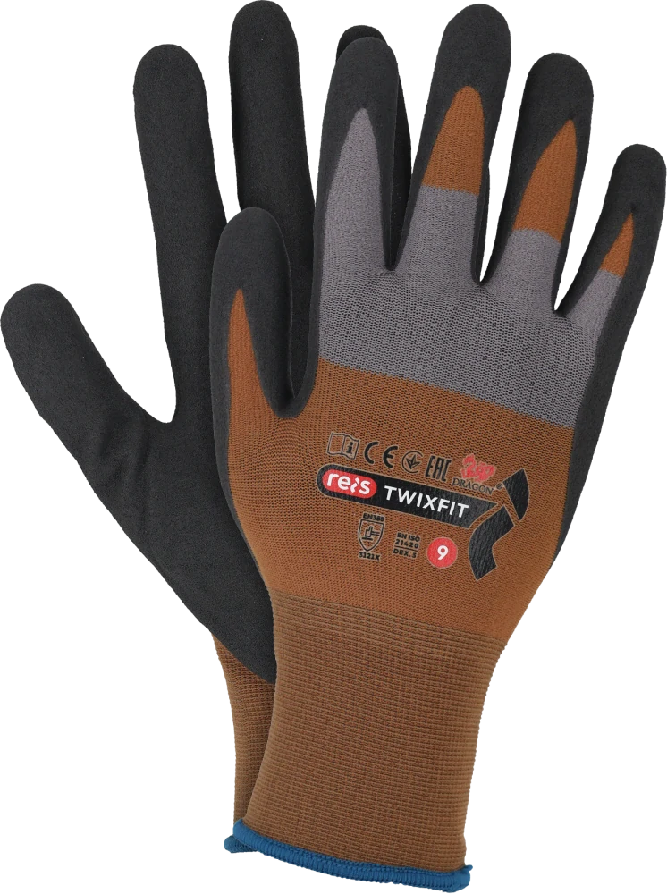 Reis TWIXFIT pracovné rukavice Brown/Gray 7-10