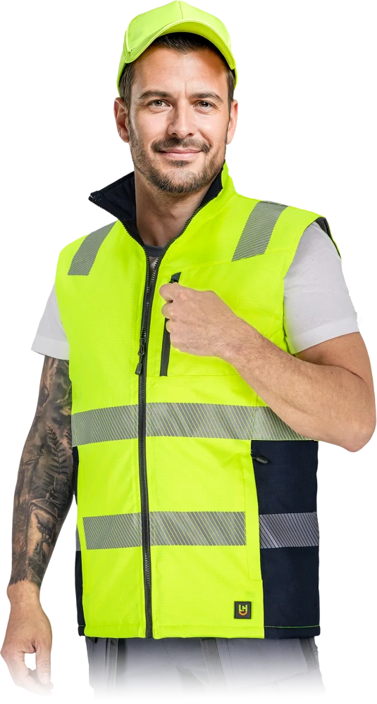 Leber&Hollman LASER HI-VIS zateplená výstražná vesta žltá M-3XL