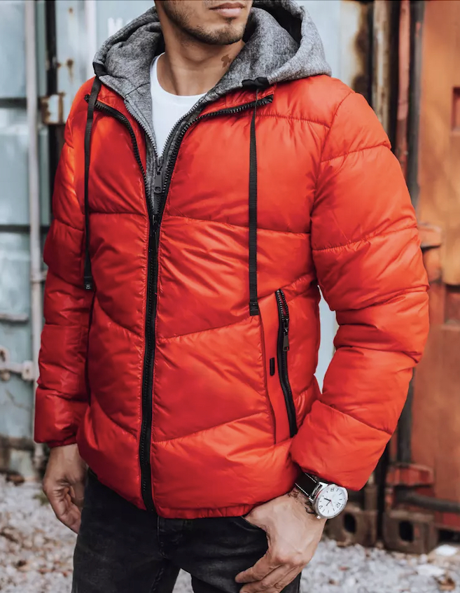 Pánska bunda prešívaná zimná červená Dstreet TX3828 XXL