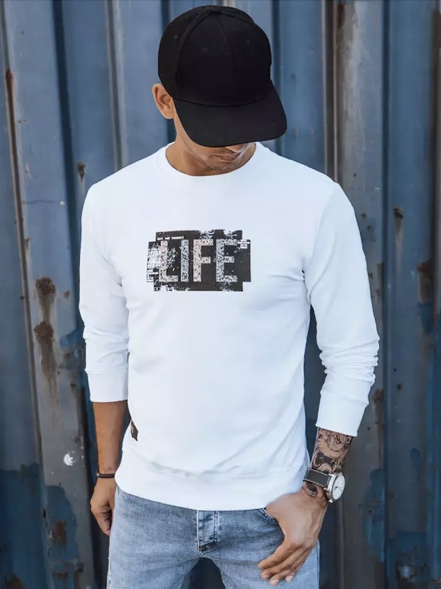Dstreet pánska mikina LIFE BX5362 biela XXL