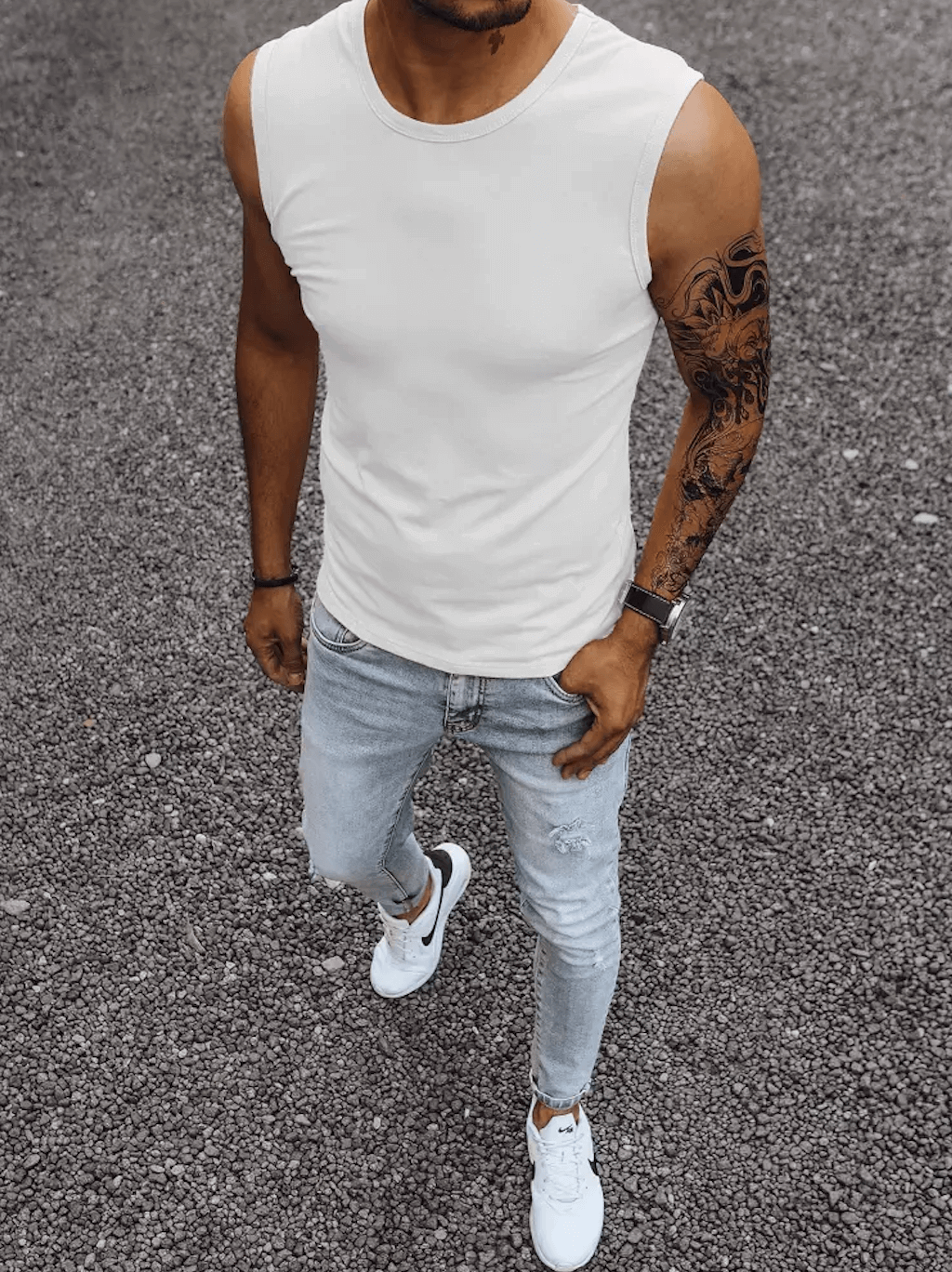 Pánské tričko bez rukávů bílé Dstreet RX3491 