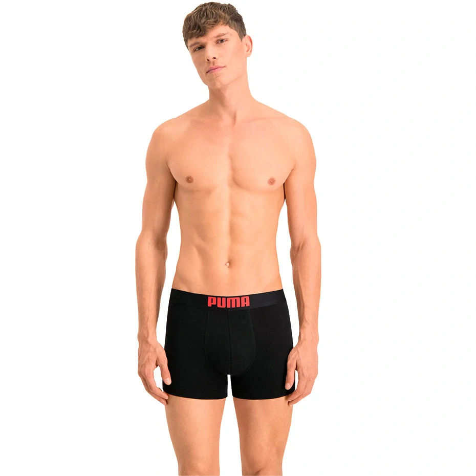 Puma Placed Logo 906519 07 Boxer 2 Pack Red/Black