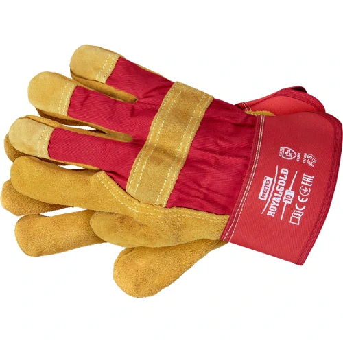 Reis ROYALGOLD vystužené stavebné rukavice červená/žltá 10