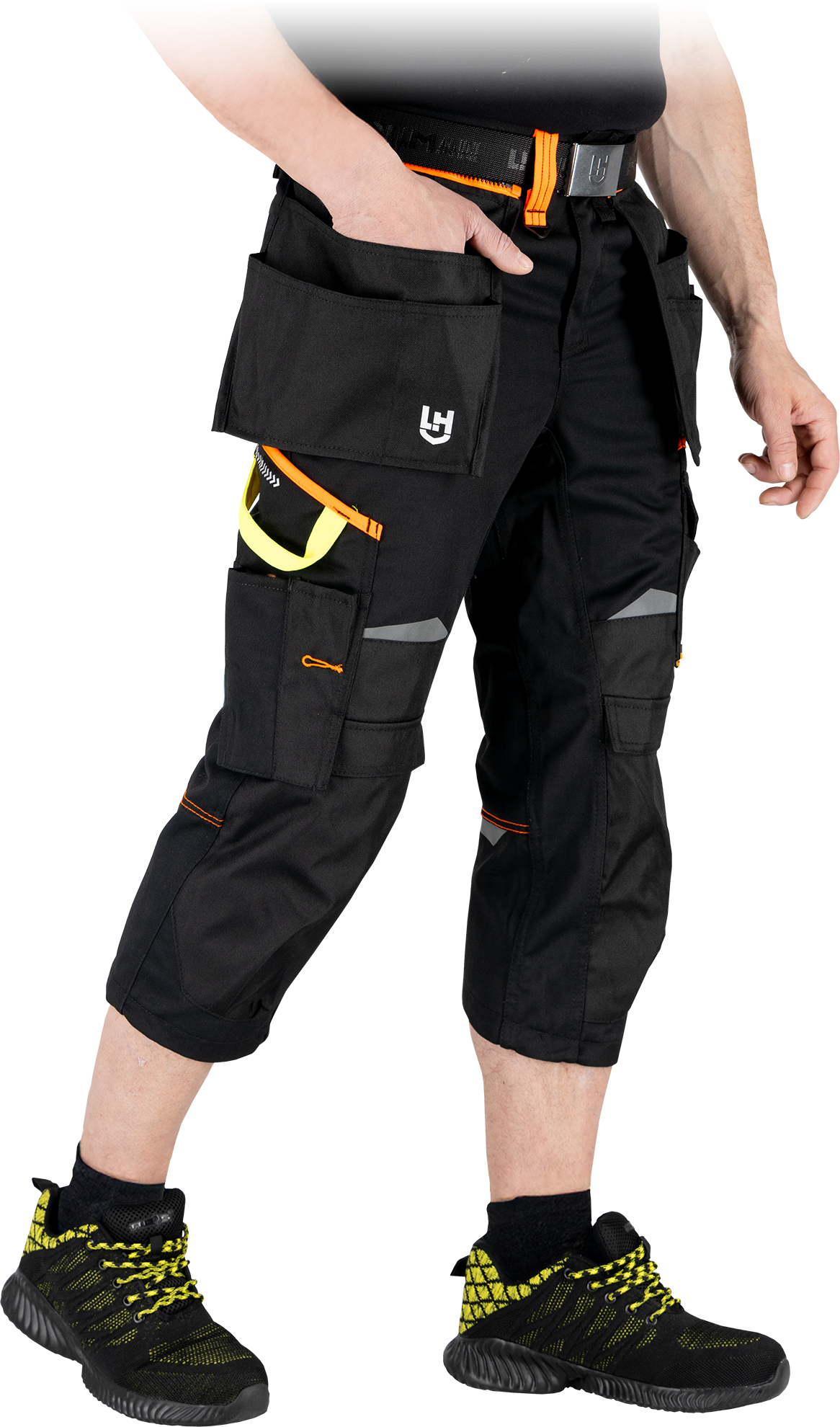 Leber&Hollman HARVERCOOL BYP pánske dlhé kraťasy Black/Orange S-3XL