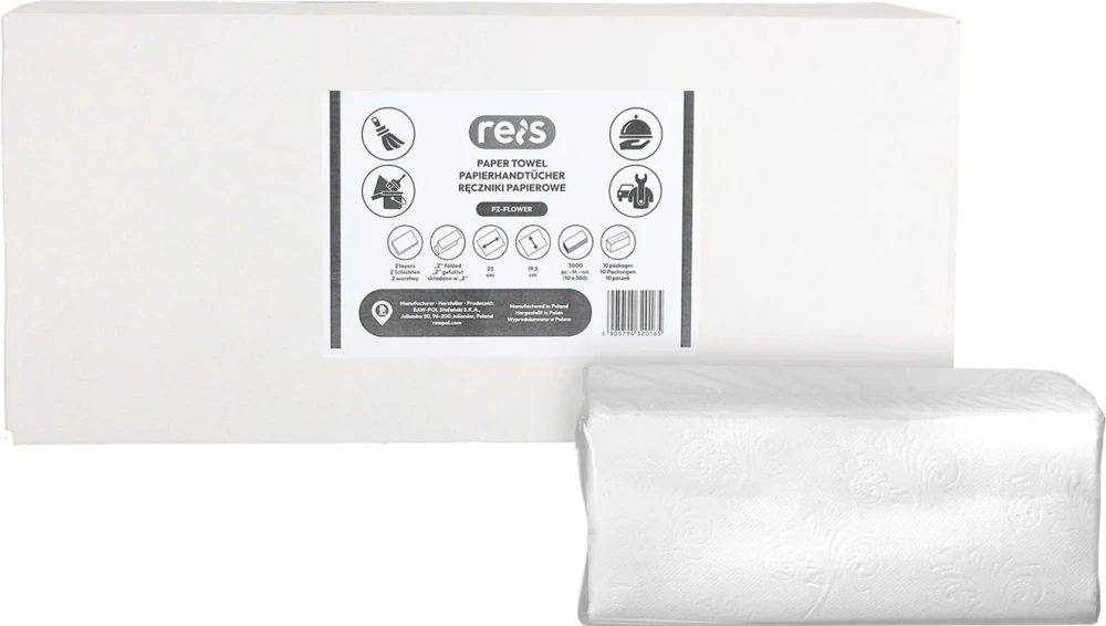 Reis FLOWER 2V papierové uteráky biele 3000 ks