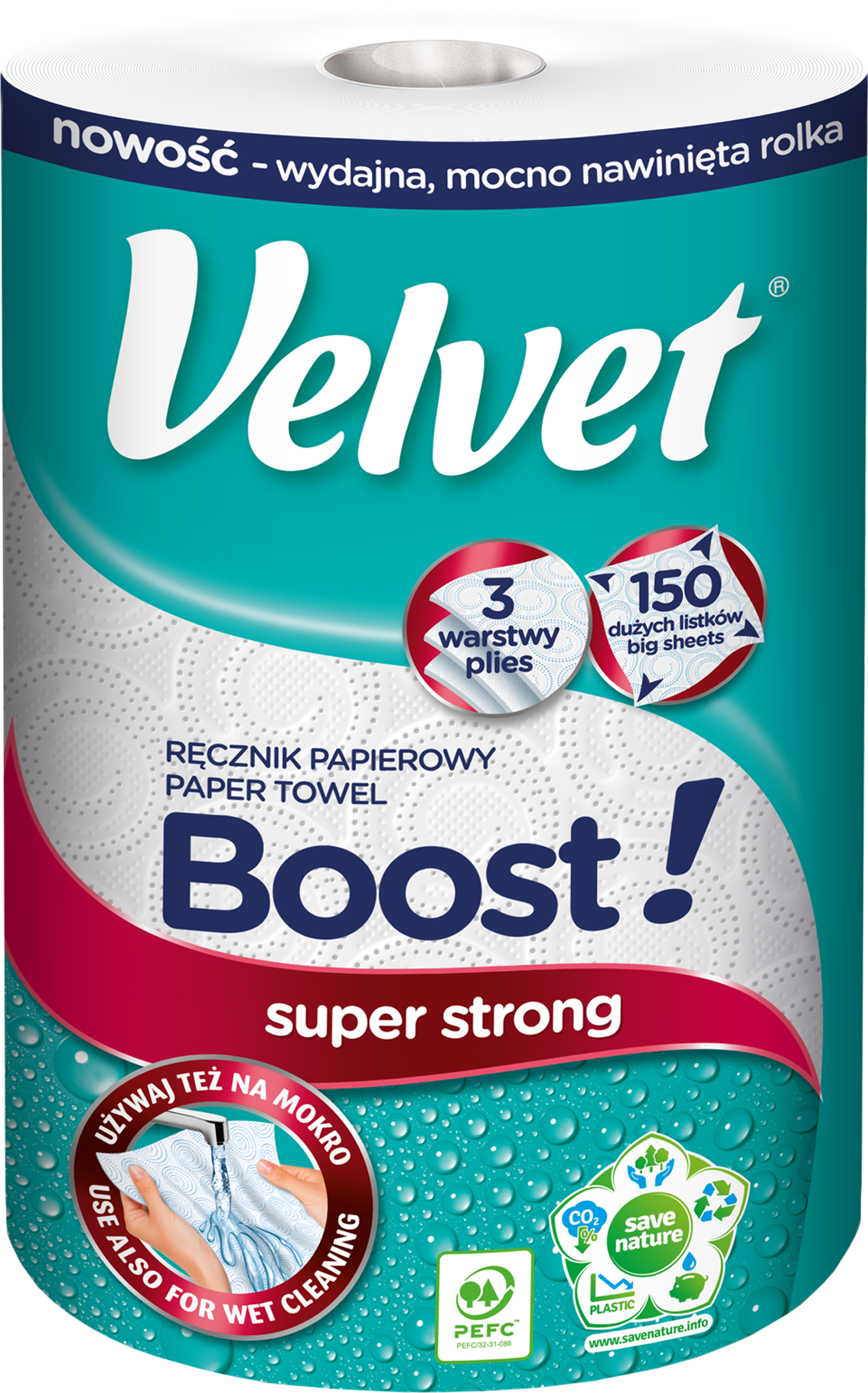 Velvet BOOST 3V papírové ručníky bílé 1 role