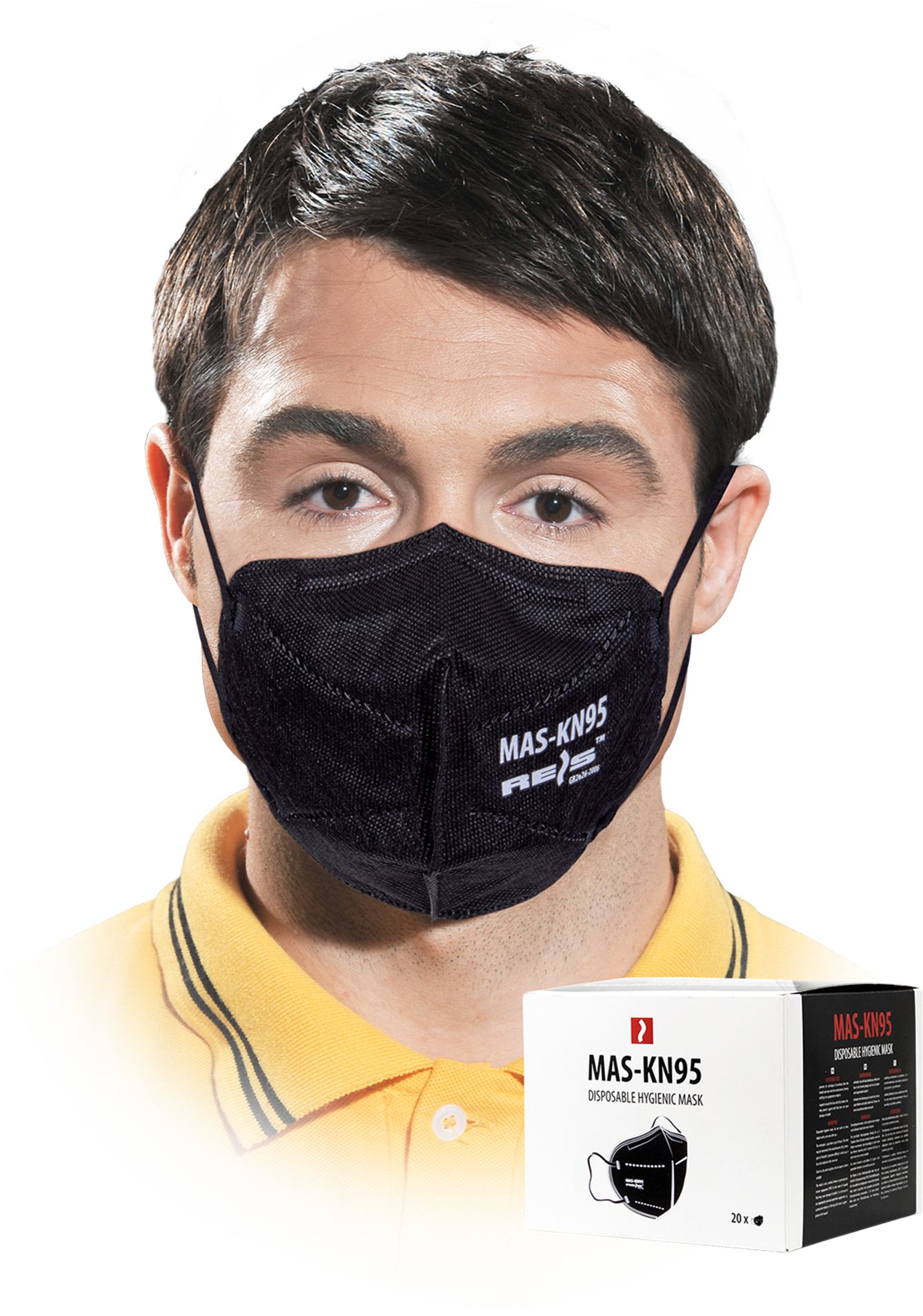 Reis MAS KN95 B hygienická rúška 5vrstvová čierna 20 Ks