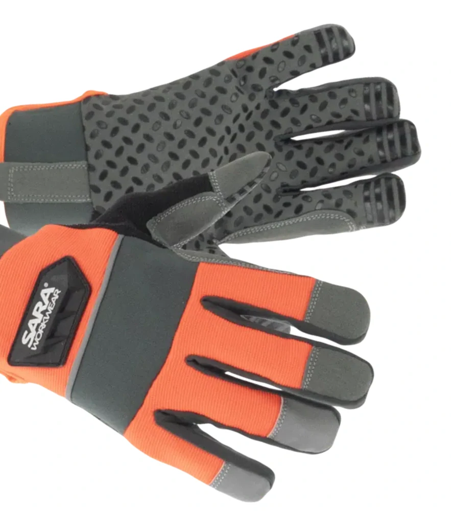 Sara FLUOGRIP rukavice šedá/oranžová 10