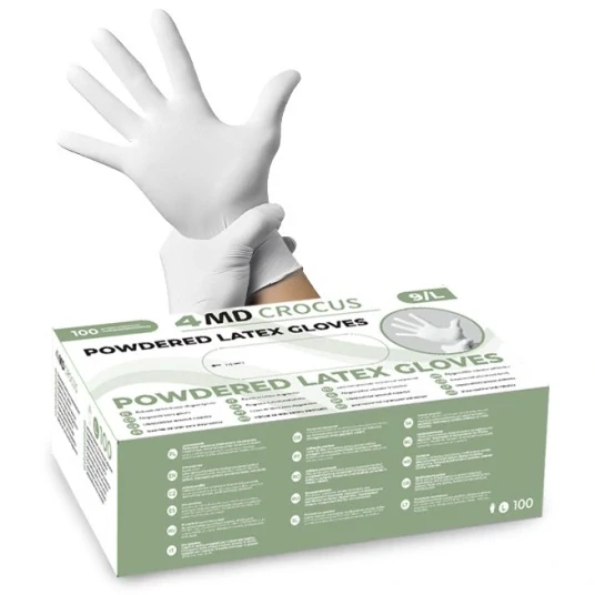 4MD CROCUS latexové rukavice White 100 KS