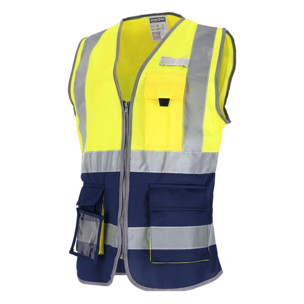 Reis KOS LADY HI-VIS Dámska výstražná vesta žltá/modrá S-3XL