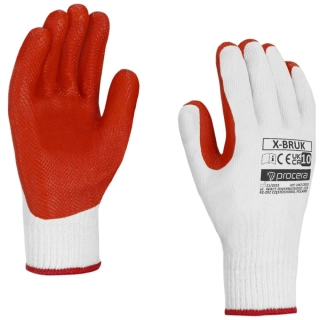 Procera X-BRUK rukavice potažené gumou White/Red 10