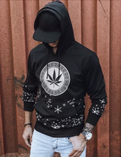 Dstreet Černá pánská mikina s kapucí a potiskem BX5326 M